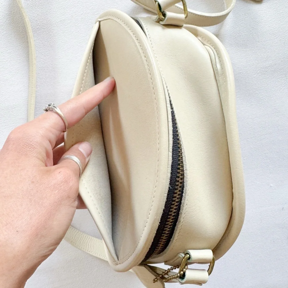 Coach Cream Leather Round Crossbody Bag